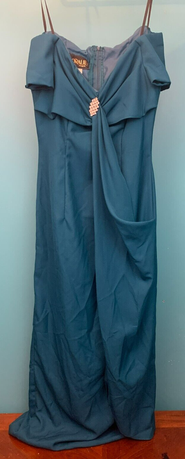 Vintage Loralie Original Lined Ornamented Evening Dress – Women’s 12, Blue/Teal