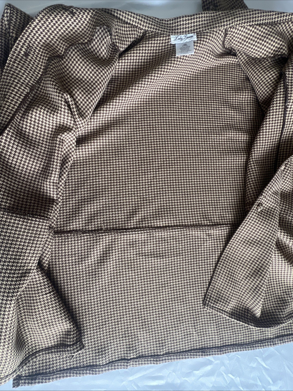 VTG Lady Darian houndstooth button-up Jacket brown and tan lightweight Sz 18W