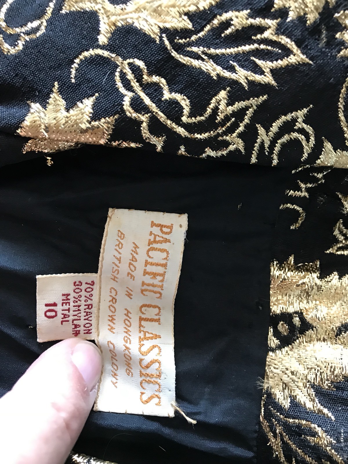 LUREX Black Gold Floral Set Vintage HONG KONG Mid Century MOD Sz M/L WITH TAGS