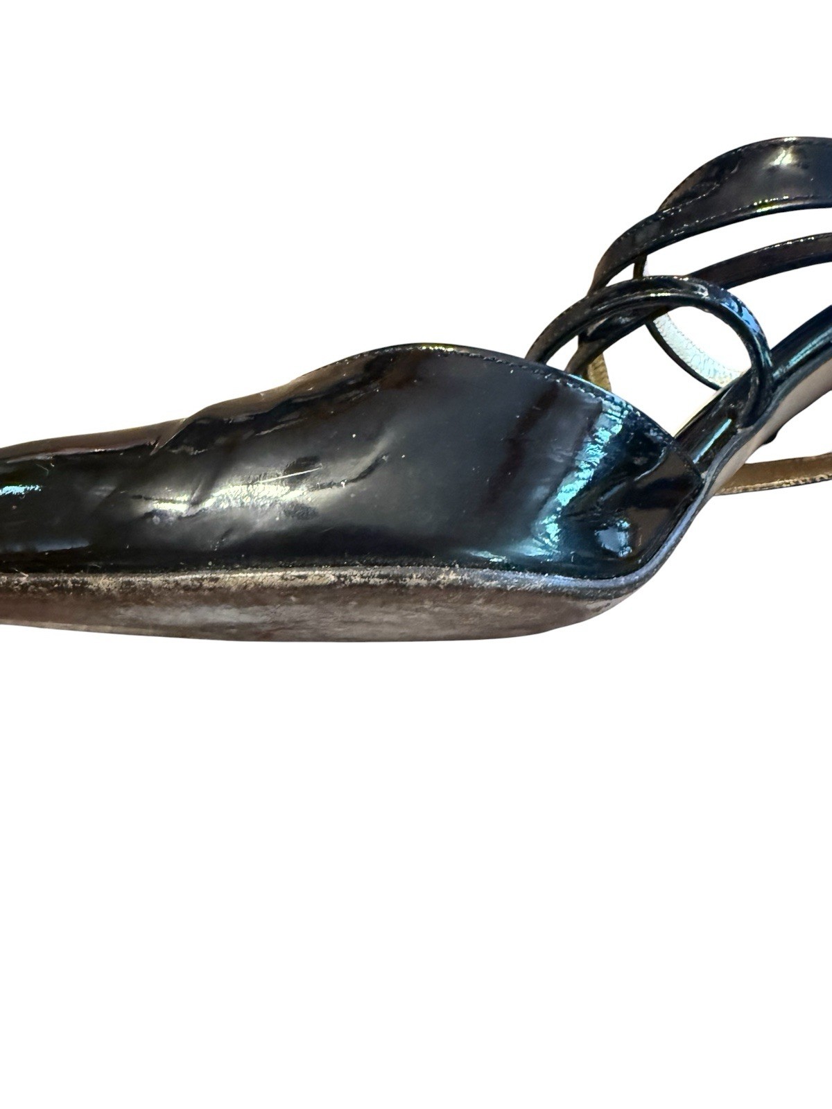 Walter Steiger Vintage Black Patent Leather Strappy Heels Size 8 Hand Made