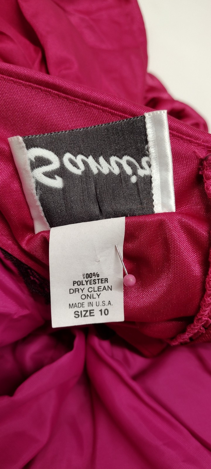 80s Couture Dress Pink Fuchsia Balloon Sleeve Rhinestone Buttons SAMIR 80s M
