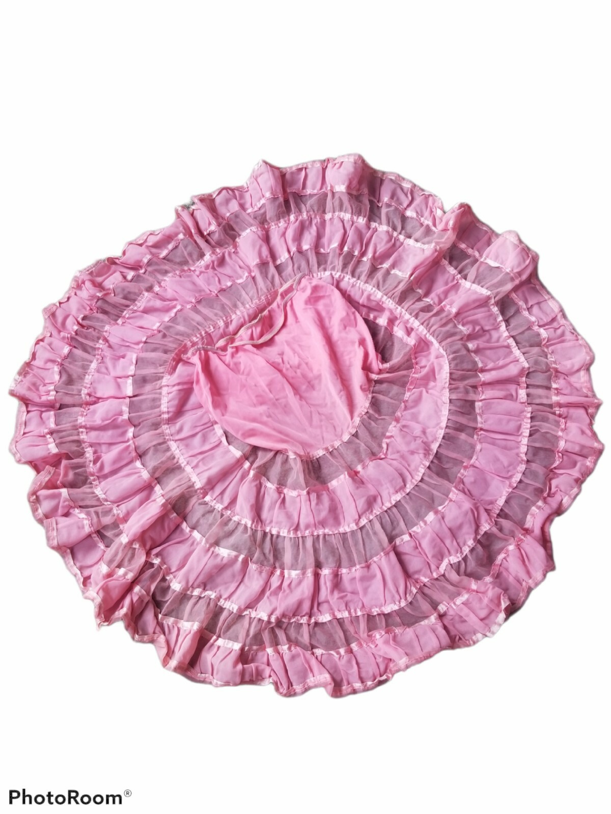 Vintage 1950s Petticoat Pink Nylon Atlas Multi tier Skirt