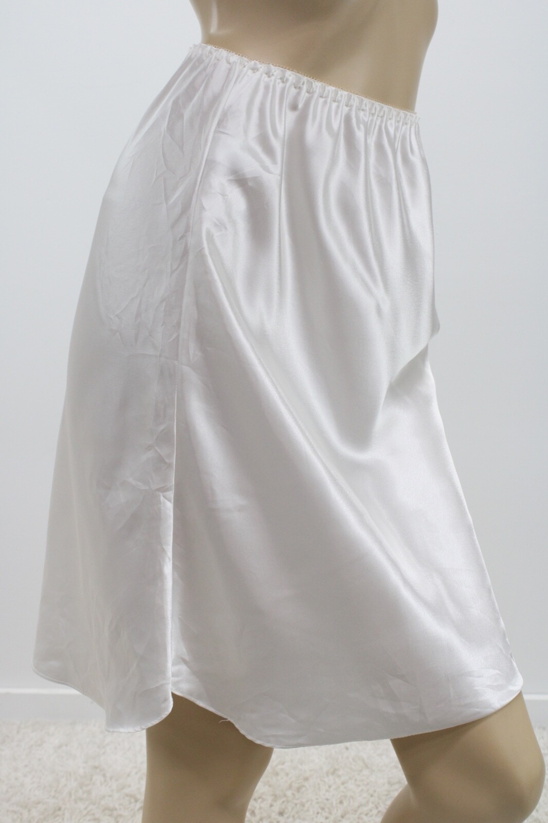 Vintage Farr West Half Slip sz S White Glossy Shiny soft Satin USA EUC