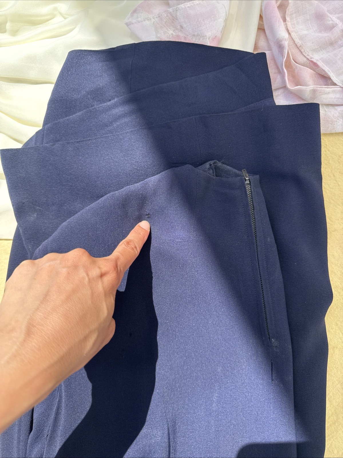 Vtg 1940s Navy Blue Rayon Crepe Dress Le Roy M
