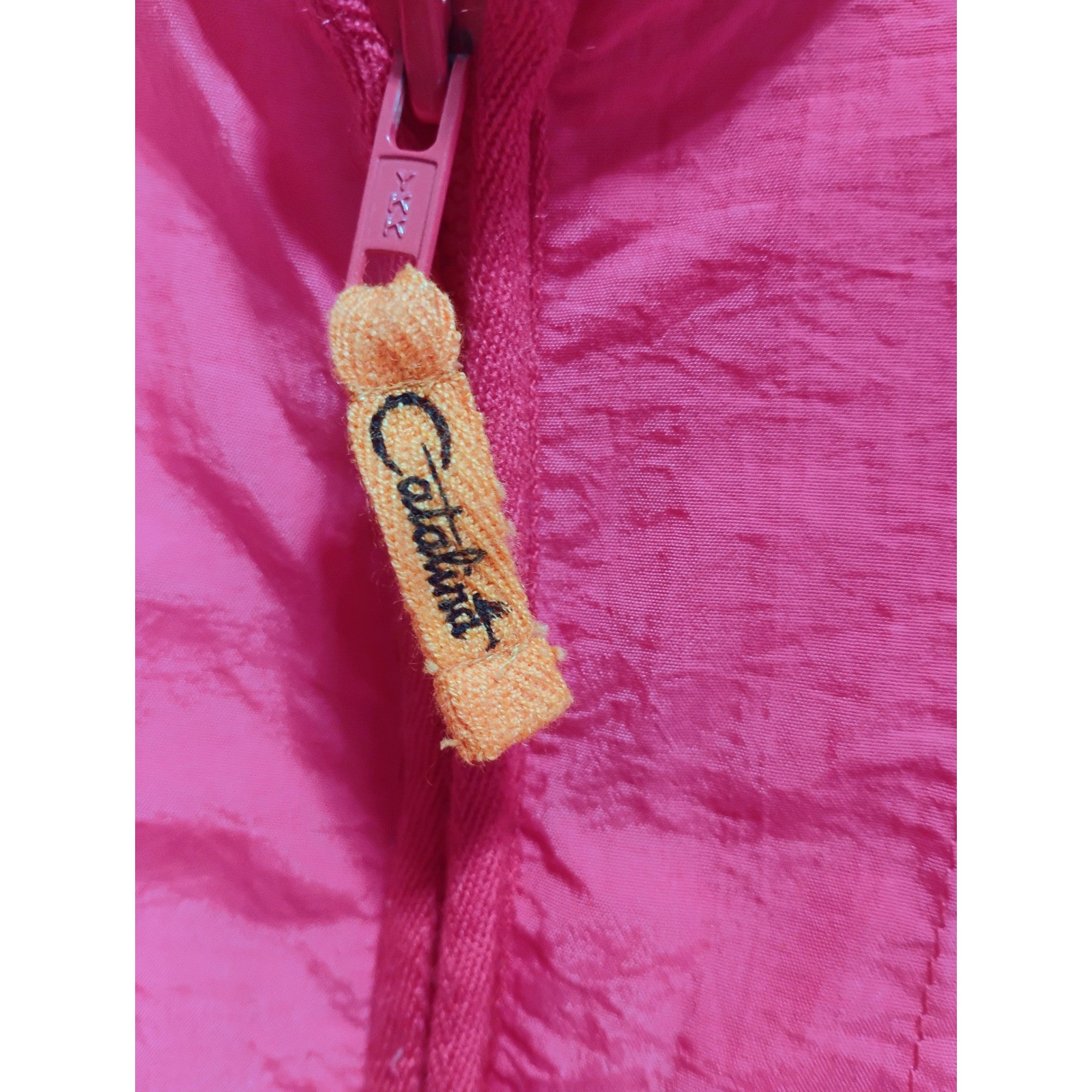 Vintage 80s 90s Catalina Collection Women’s Pink Nylon Vest Sleeveless Zip Up XL