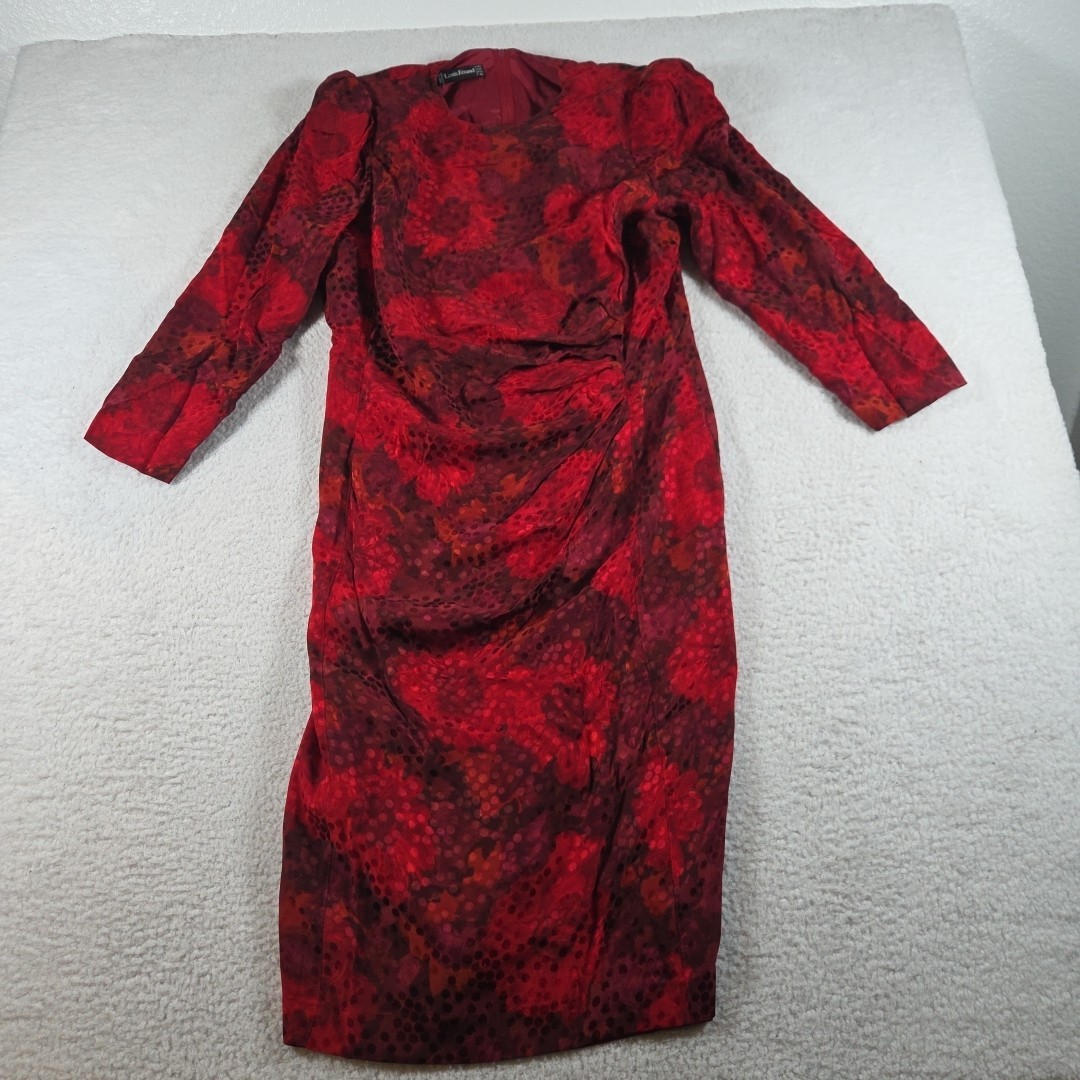 Vintage Louis Feraud Abstract Art Elegant Dress Silk Women’s US 14 Length 44″