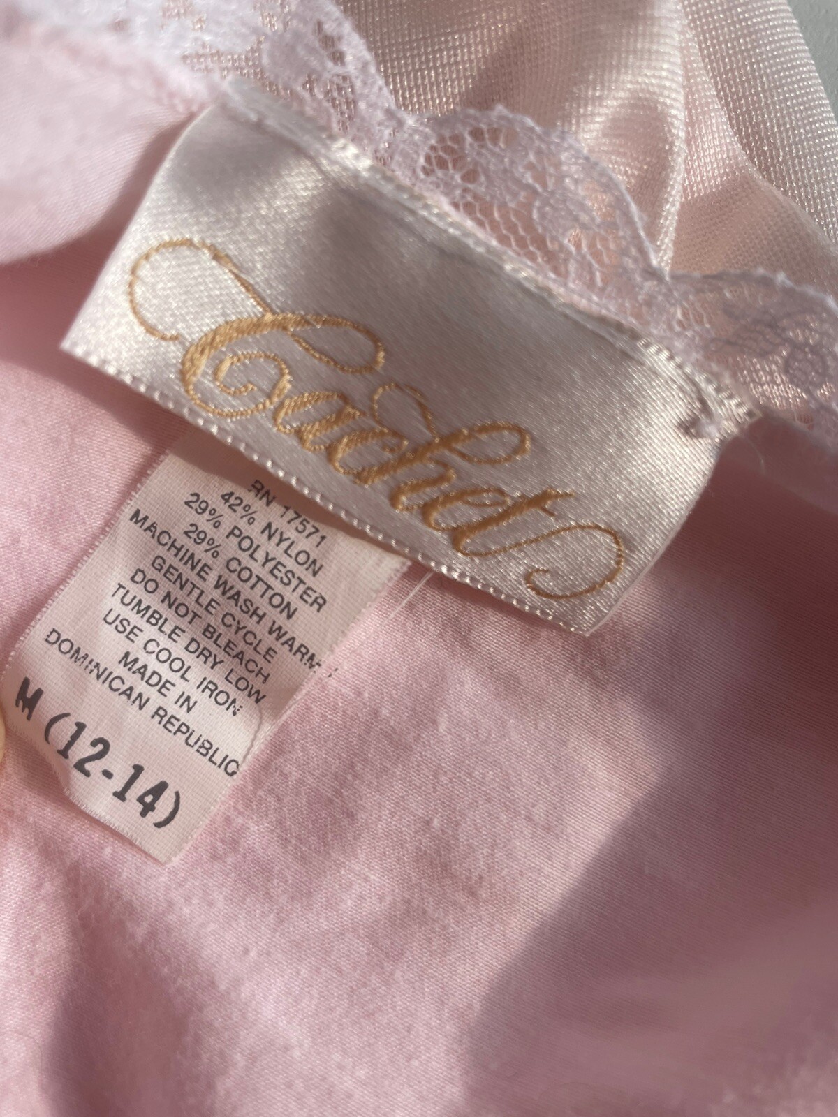 Vintage Cachet Long Nightgown Pink Embroidered Lace Sweet Cottage Size M 12-14