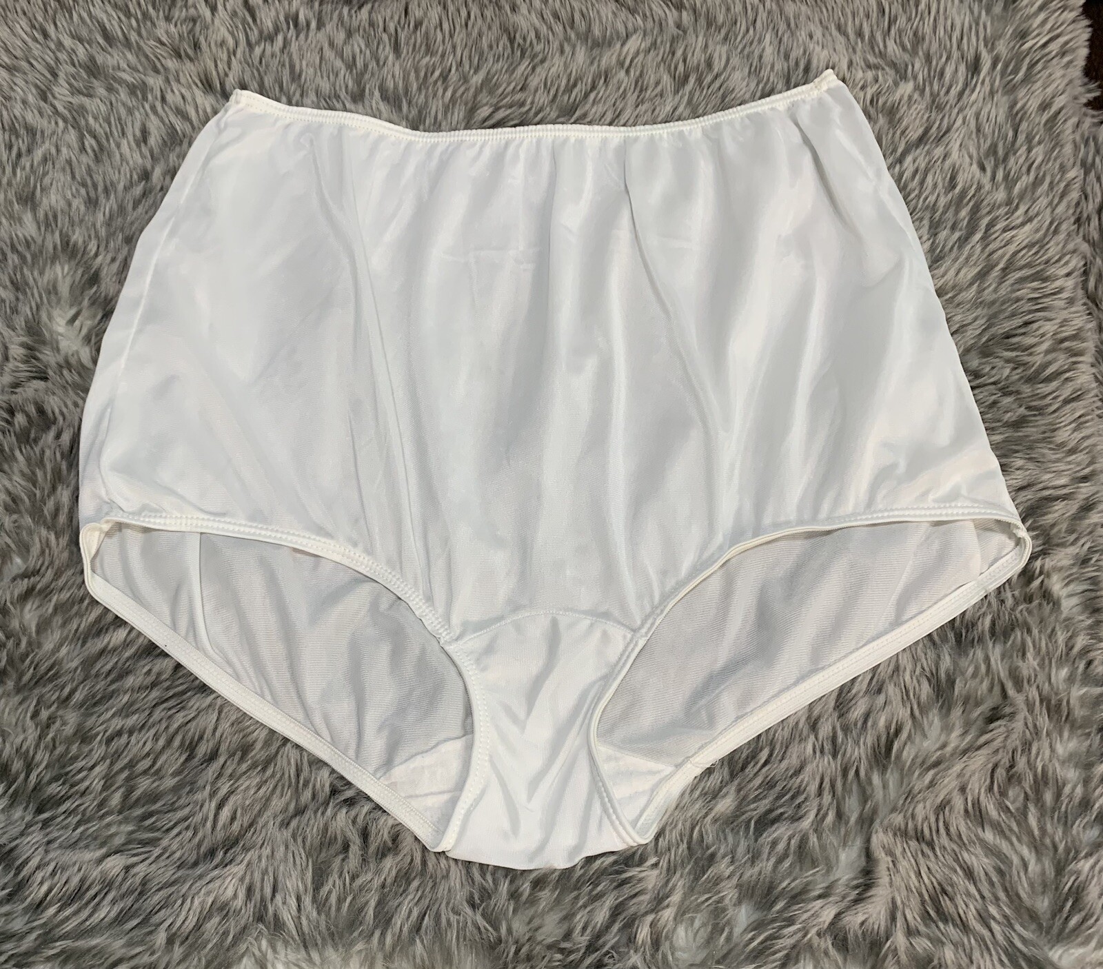 VINTAGE Nylon Granny Panties Sheer Panty White Sissy XL Silky Satiny