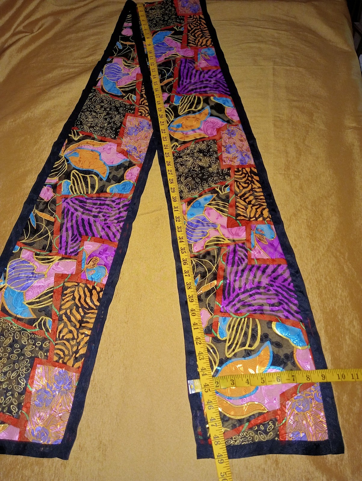 Vintage Diane Freis Georgette Maxi Dress purple turquoise black vibrant Boho