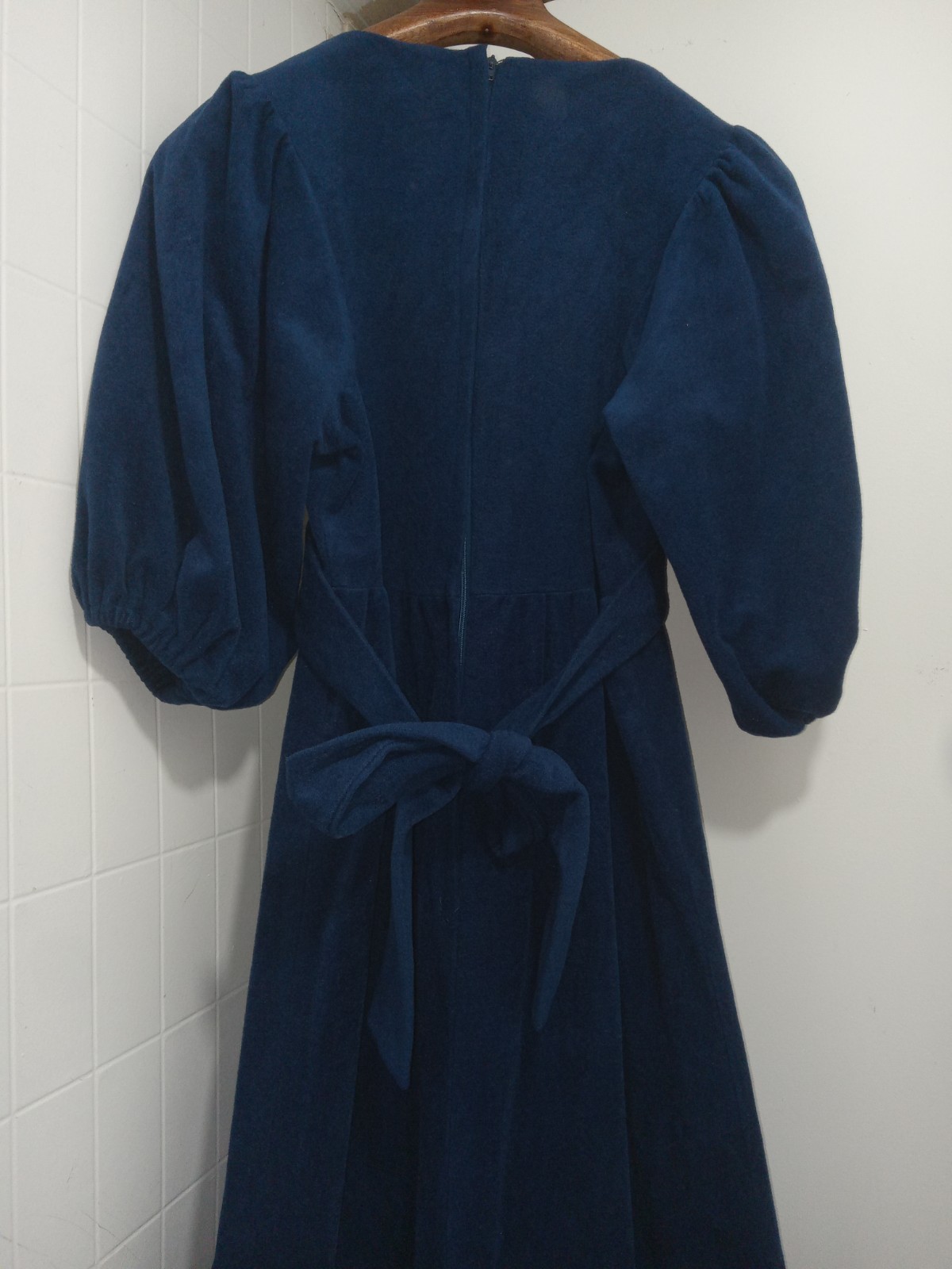 Vintage Montgomery Ward 70s Blue Prairie Style Dress Sz 7/8, Renaissance, Peasan