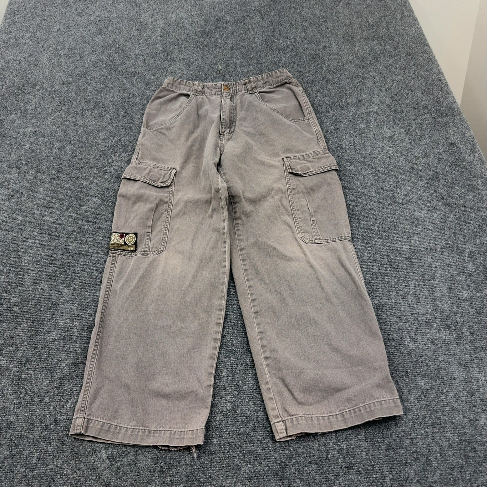 Vintage Bugle Boy Cargo Pants Women 27 Gray Cotton Baggy Workwear Y2K Streetwear
