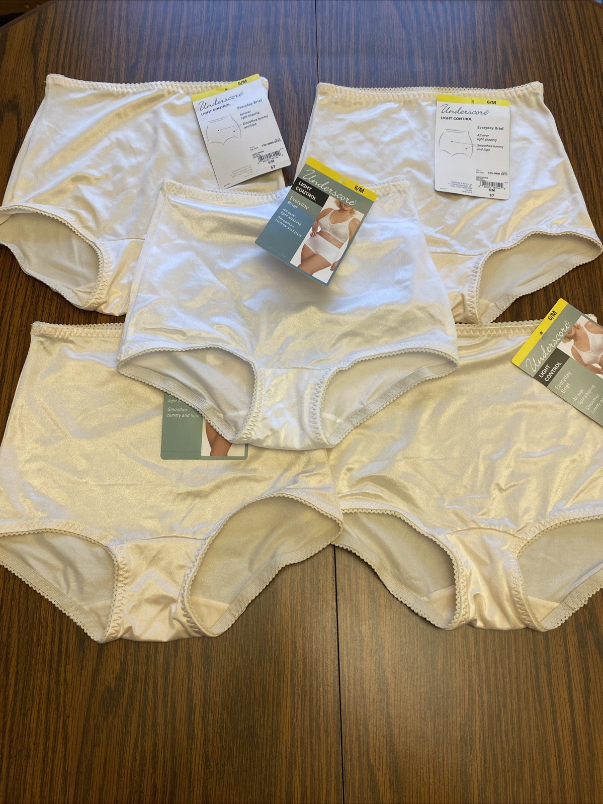 Lot Of 5 Underscore Light Control Satin Second Skin Panties Size 6 Medium