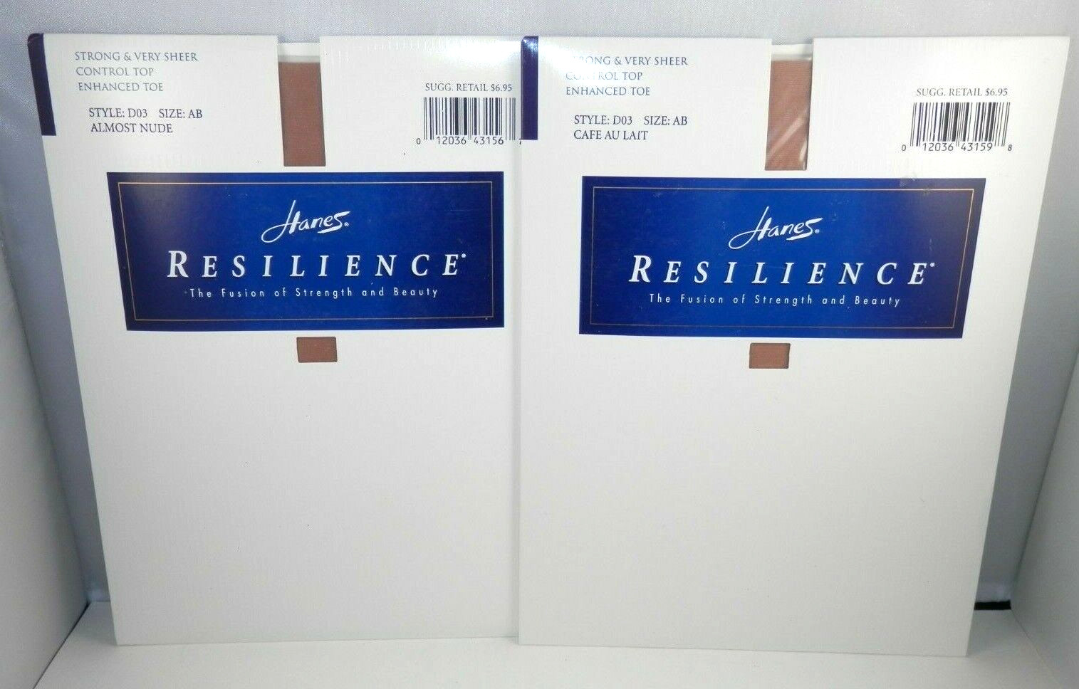 2 Pair Vintage Hanes Resilience Pantyhose Size AB Cafe Au Lait Almost Nude NOS