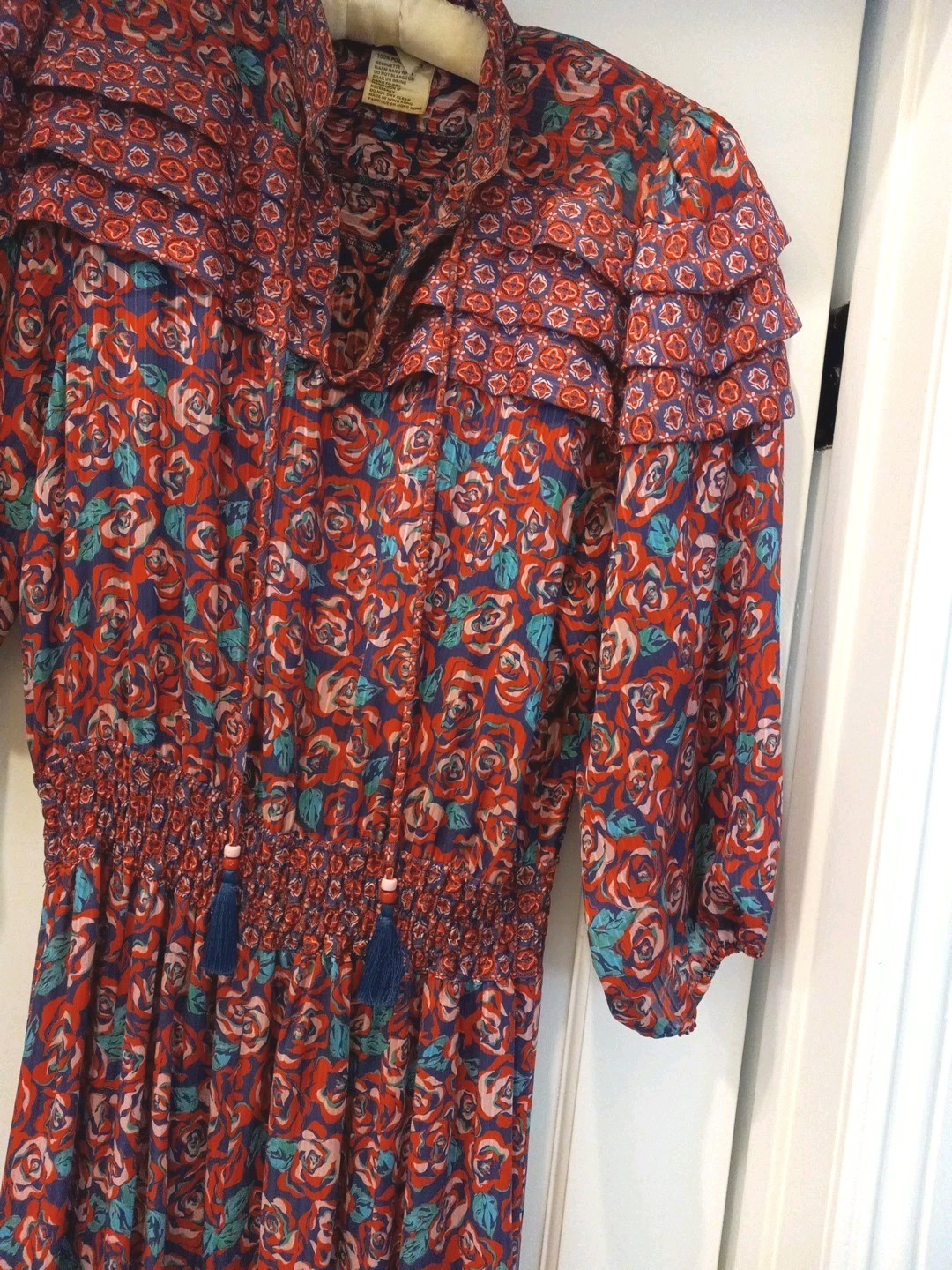 VTG Retro DIANE FREIS Original Dress Womens 1980s Midi Elastic Waist SIZE 10-12