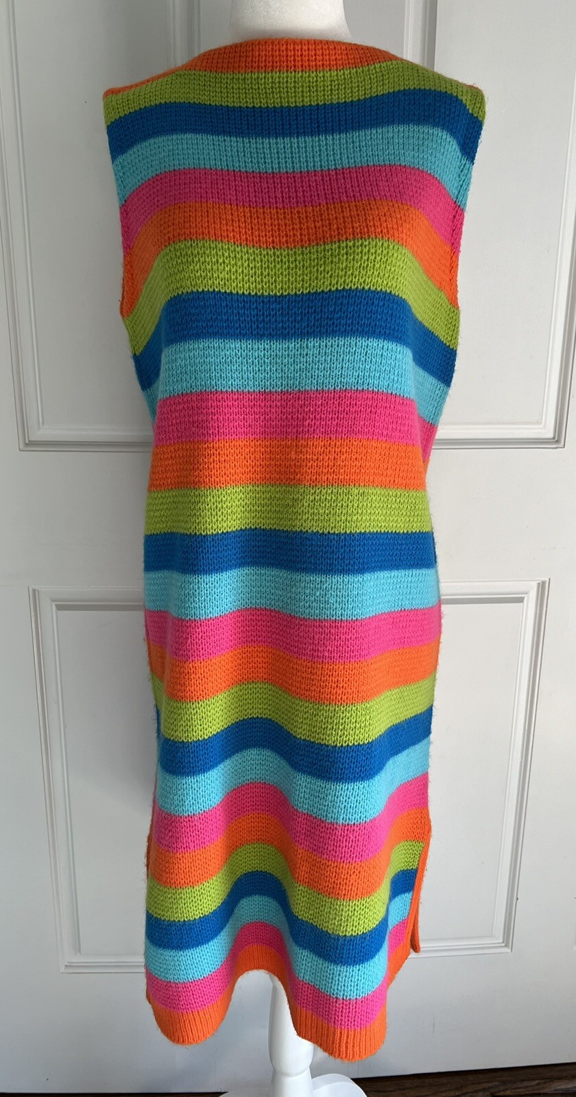 Vintage 1960’s Boepple Bright Life Saver Striped Sheath Sweater Shift Dress Sz M