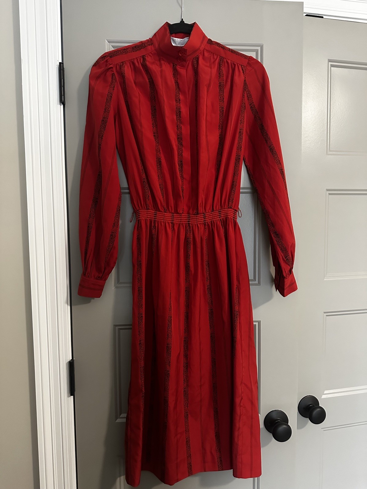 Vintage Lanvin Shirtdress Red & Black Pattern. 60s/70s