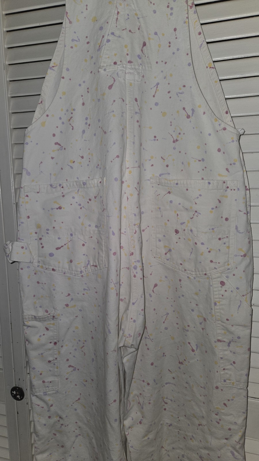 Vtg 90’sHallmark E.Bunny & Co Paint Splatter Cotton Overall Size L Rare Find