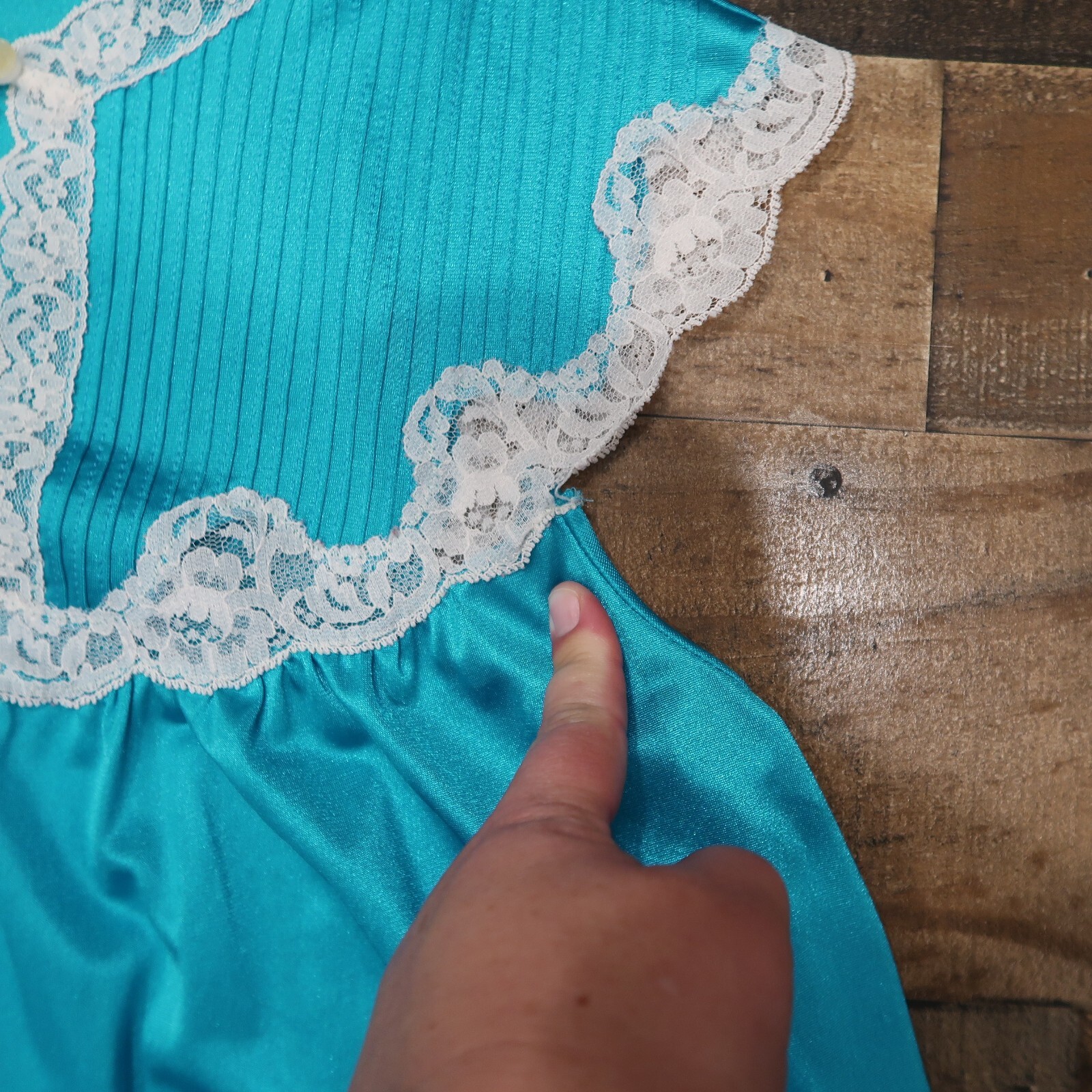 Vintage 1960s Teal Peacock Blue Womans Small Nightgown JcPenney Negligee
