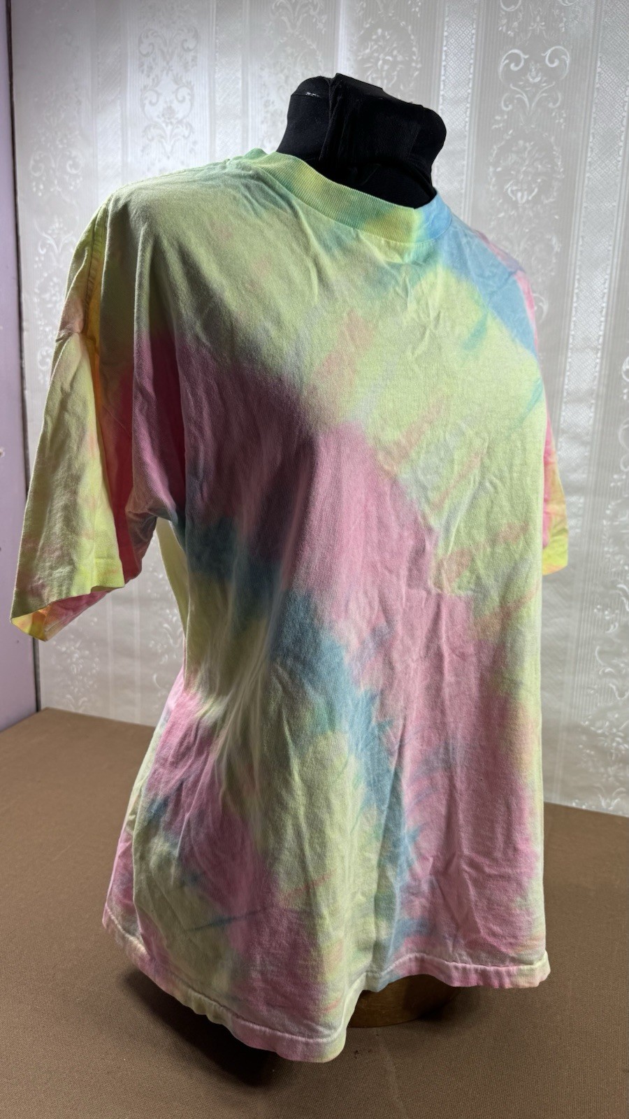 Vintage 80’s Pastel Tie Dye Single Stitch T Shirt Gitano OSFA Pink Yellow Blue