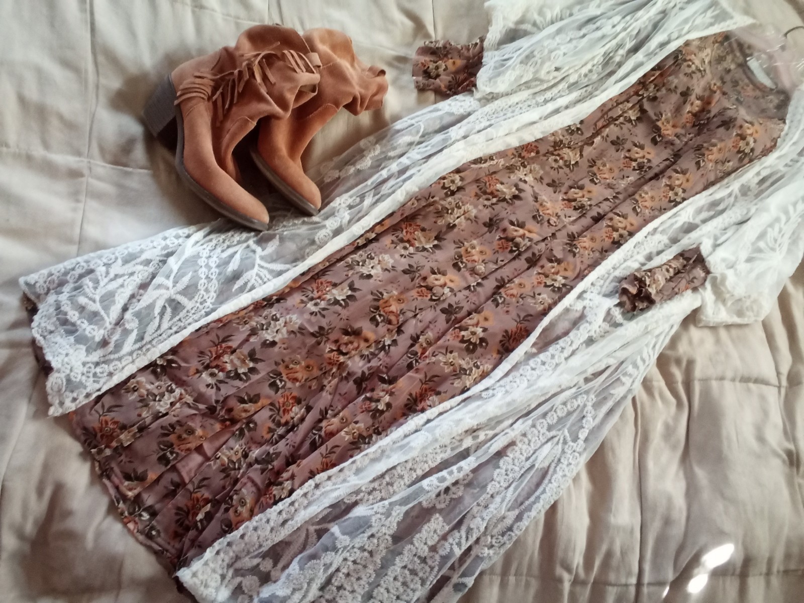 Vintage Passports Pier 1 Imports Long Sleeve Button Down Fit and Flare Dress