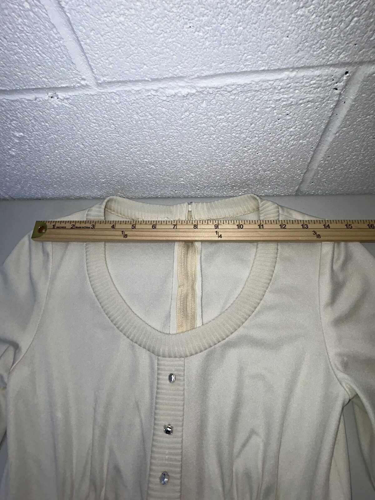 Vtg Alison Ayres Monroe White Dress Stepford Wife Long Sleeved Small 60s A3