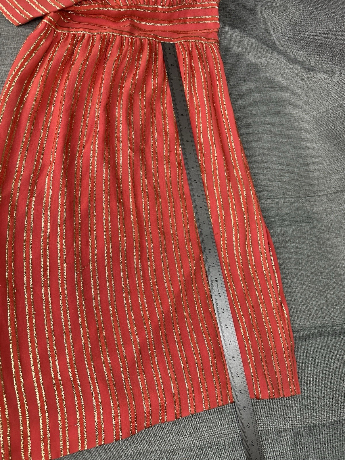 Vintage Robert-David Morton Orange Gold Metallic Stripe Cocktail Dress 70s Small
