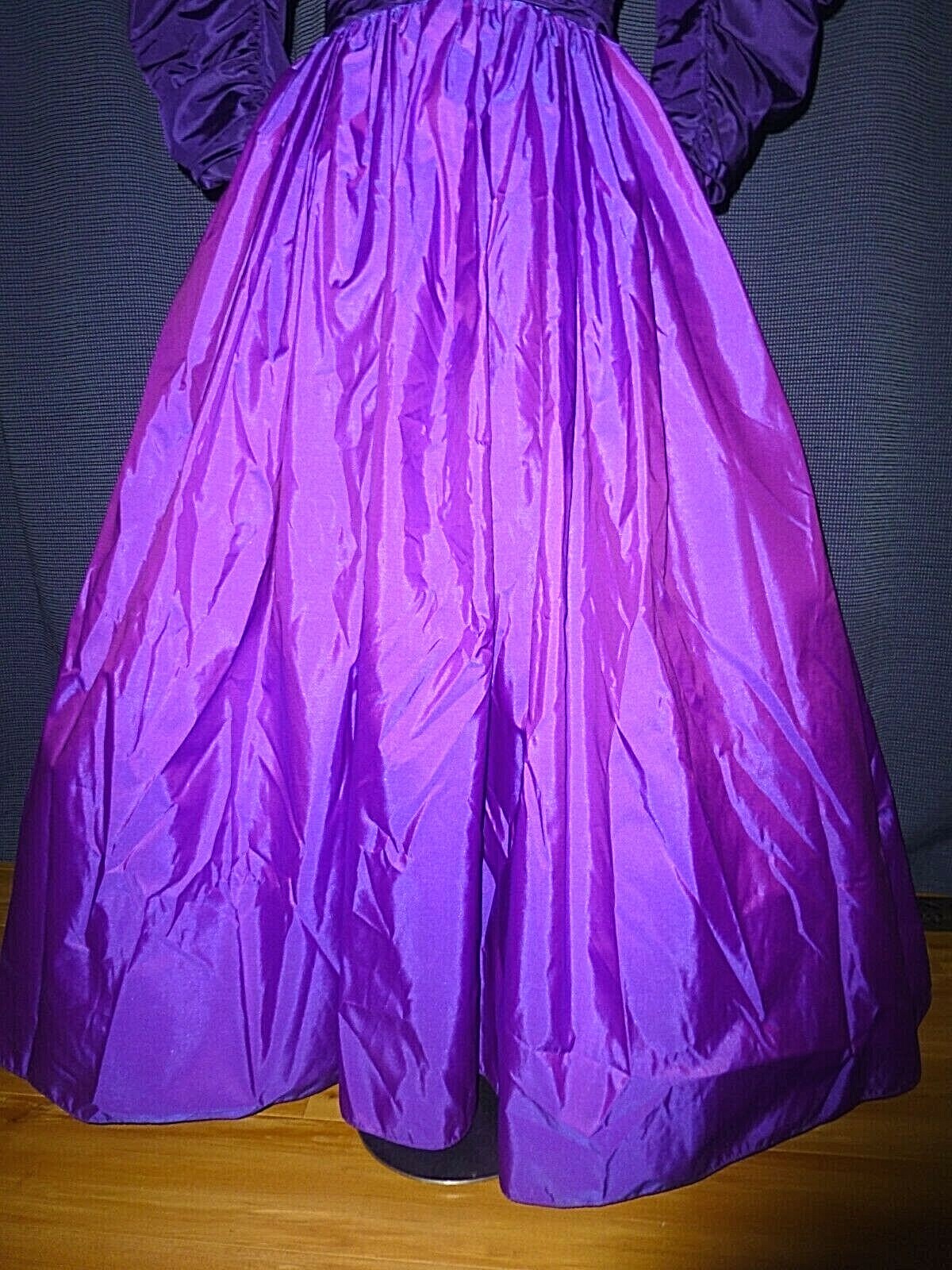 Vtg 80s VICTOR COSTA TAFFETA sequins Lace Evening FORMAL Ball GOWN maxi Dress XL
