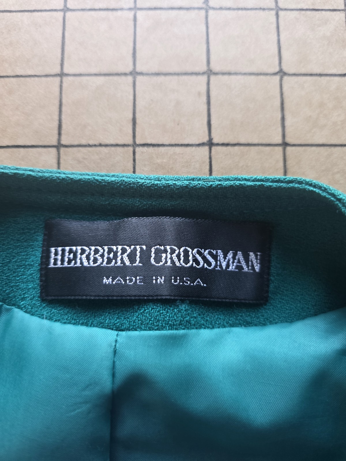 VTG Herbert Grossman Talbots Teal Green 100% Wool Skirt Suit Set Sz 14 Fits M/L