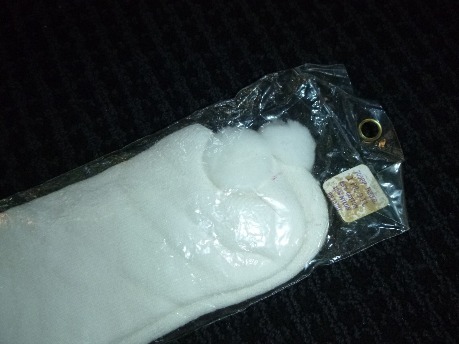 NOS Vtg Pom Pom Ankle Sport Socks WHITE POMS In Orig Pkg