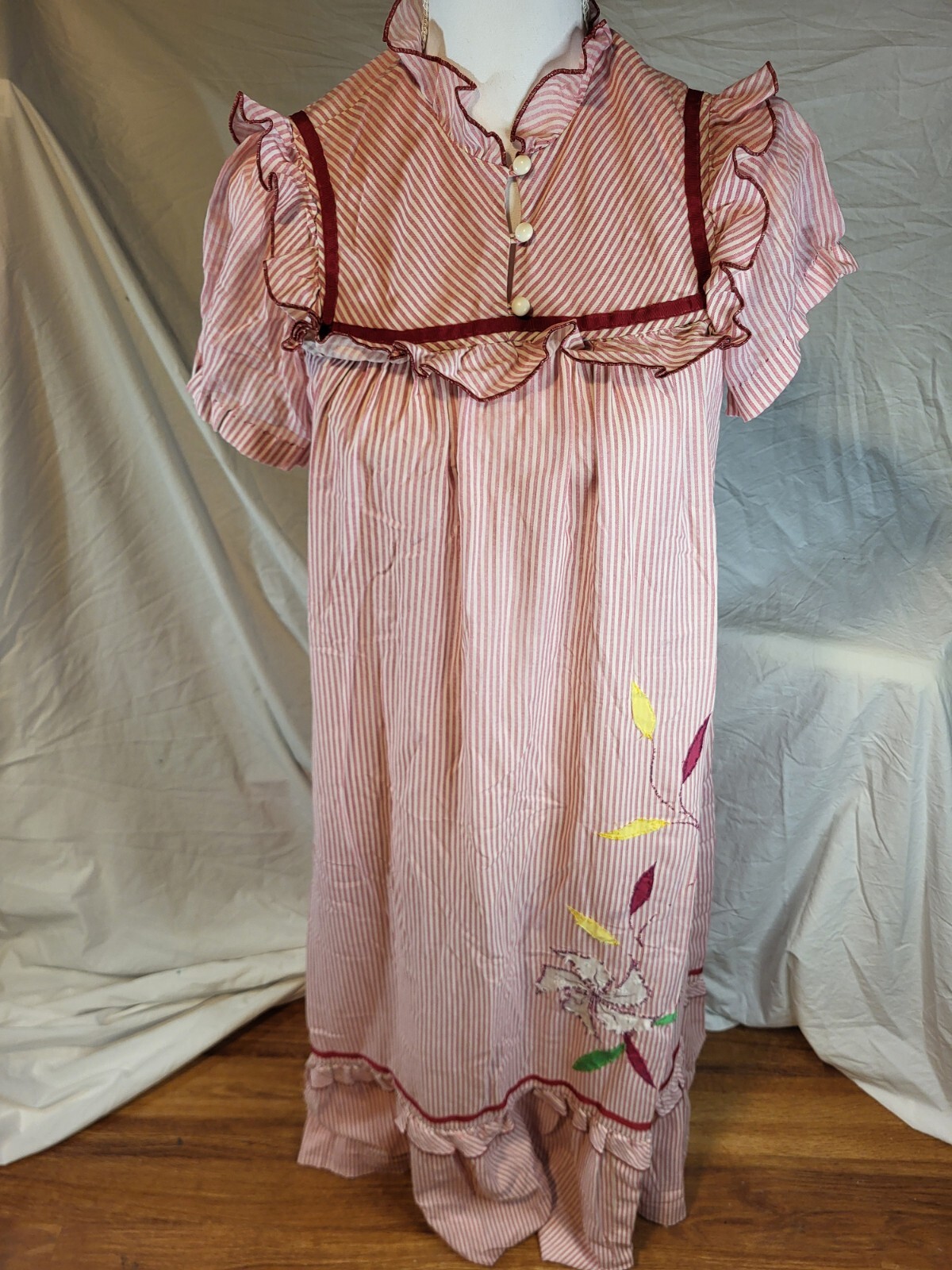 VTG Sun Babies Liberty House Honolulu Hawaii Long Red Stripe MuuMuu Small Size