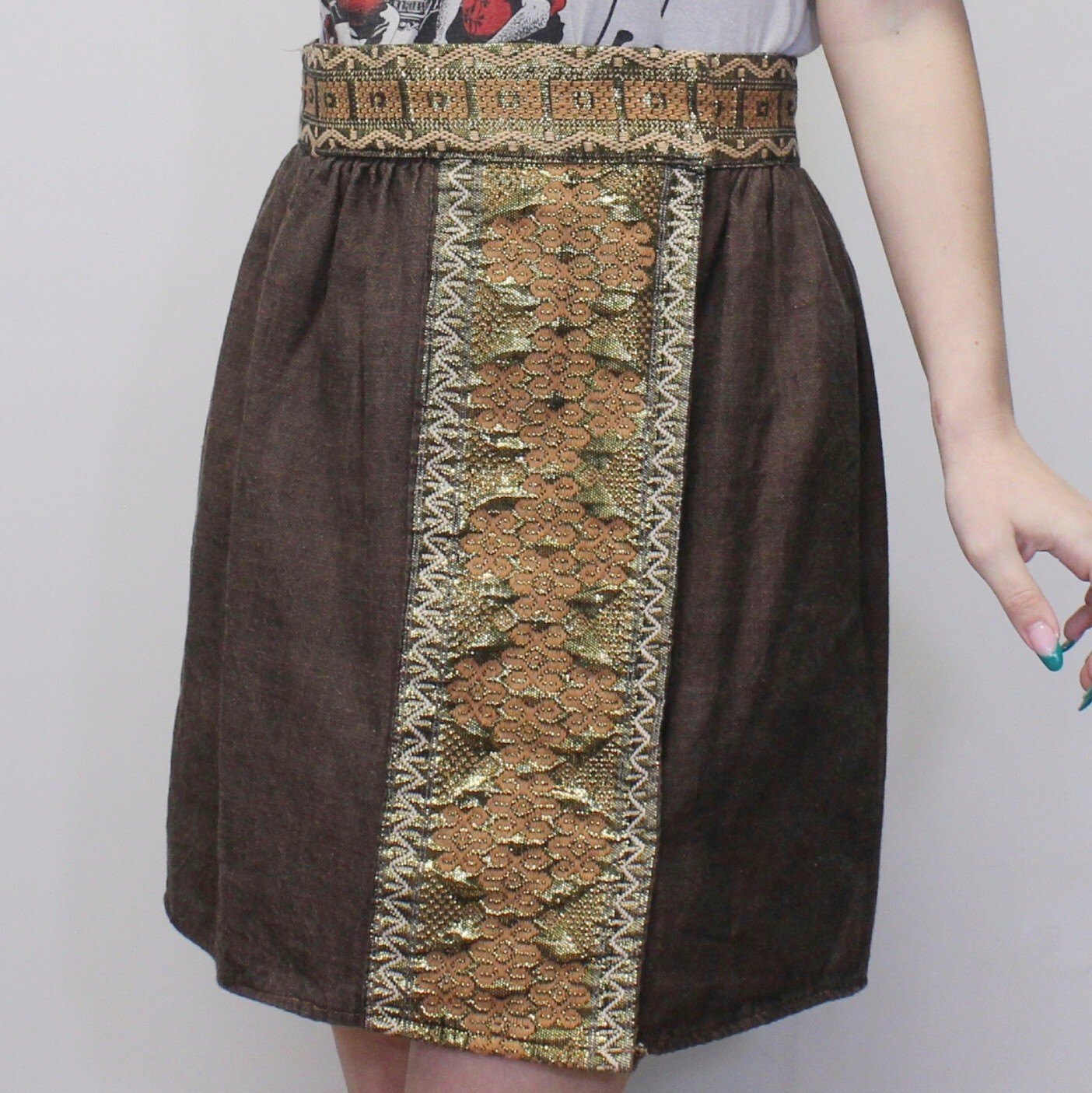 Vintage 60s High Waisted Woven Guatemalan Style Wrap Mini Skirt by Mayan Modern