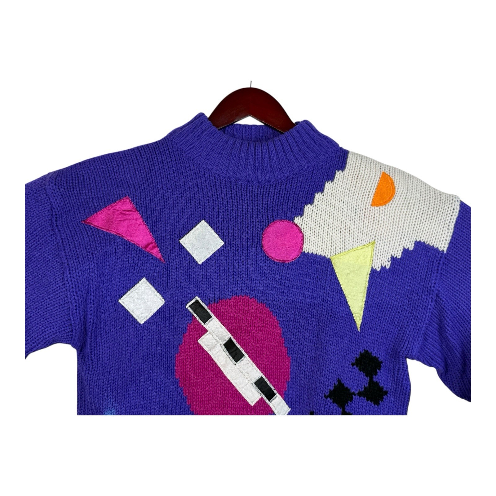 Vintage Spice Of Life Sweater Women’s Large Colorful Knit 80s Pullover Retro