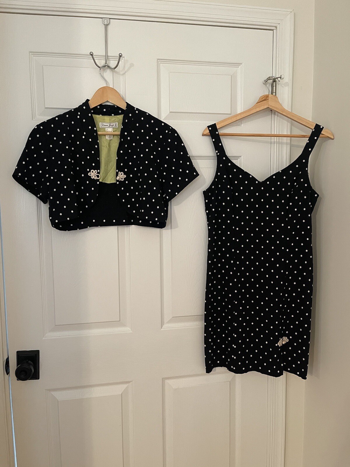 Dawn Joy Vintage Dainty Girly (M) 9/10 Two Piece Polka Dot Dress & Jacket USA