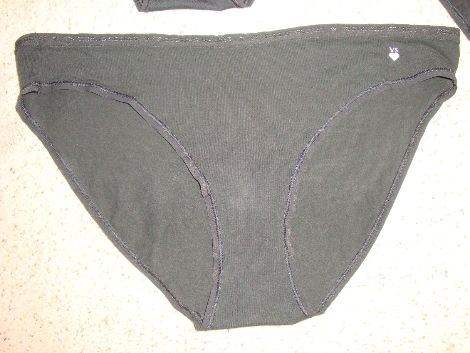Lot of 3 Victoria’s Secret XL Vintage Black Cotton Logo Waist Bikini & Hiphugger