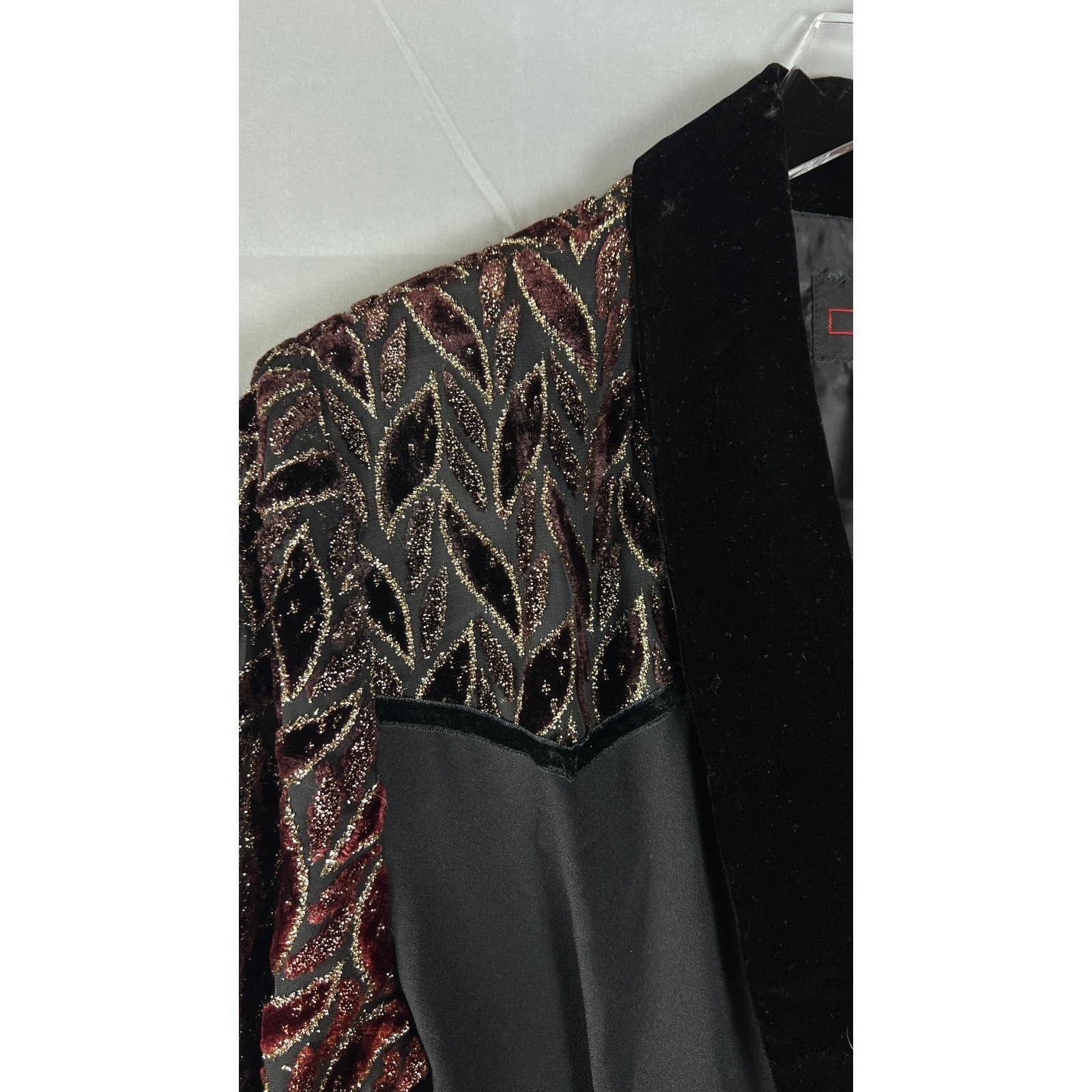 Vintage J.S.J. Jumpsuit Women’s 14P Black Metallic Burnout Velvet Shawl Collar
