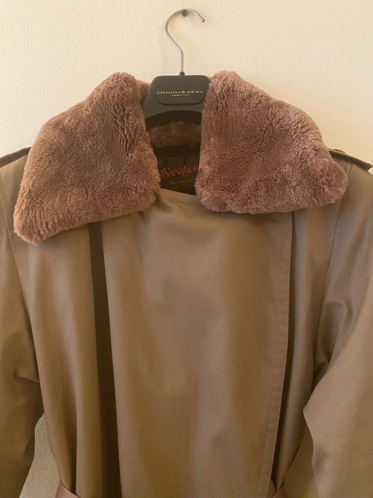 Yves Saint Laurent Collection Trench Coat with fur lining 1980s VTG