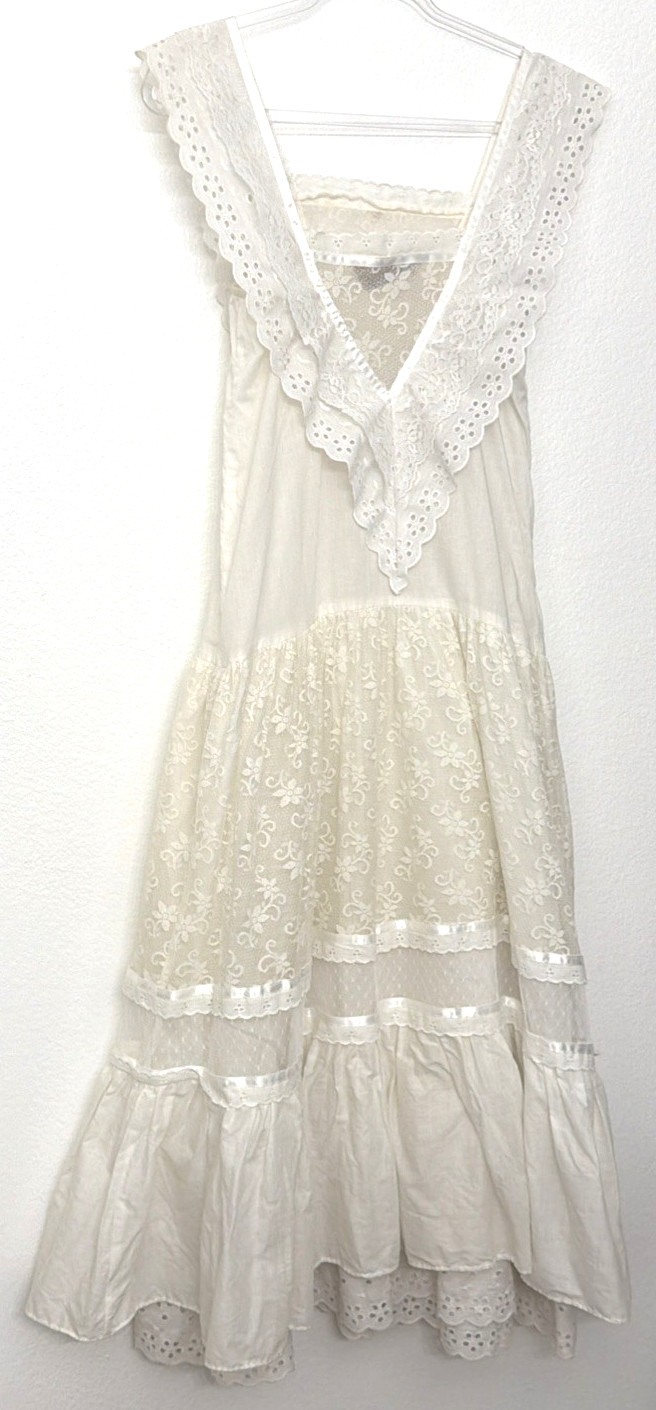 Young Edwardian Arpeja Dress Womens S Vintage Lace Eyelet Sleeveless Cottagecore