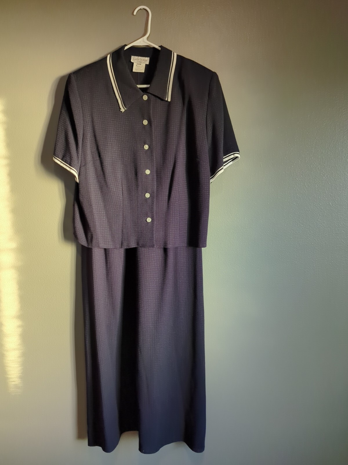 Vintage Lady Dorby Long Dress Short Sleeve 2 Piece Set Size 22W Shoulder Pads