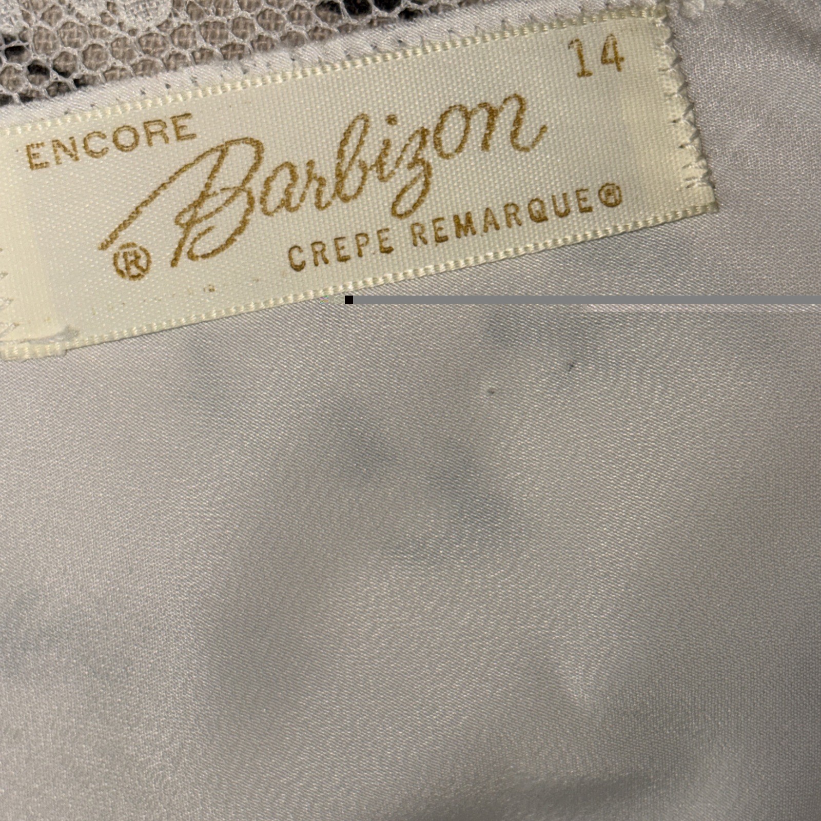 Vintage 50s BARBIZON Size 14 White Cream Full Slip Nightgown “Crepe Remarque”