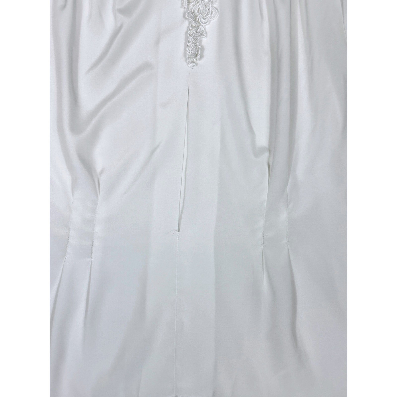Impressions of California Blouse Women Vintage Lace Trim Long Sleeve White