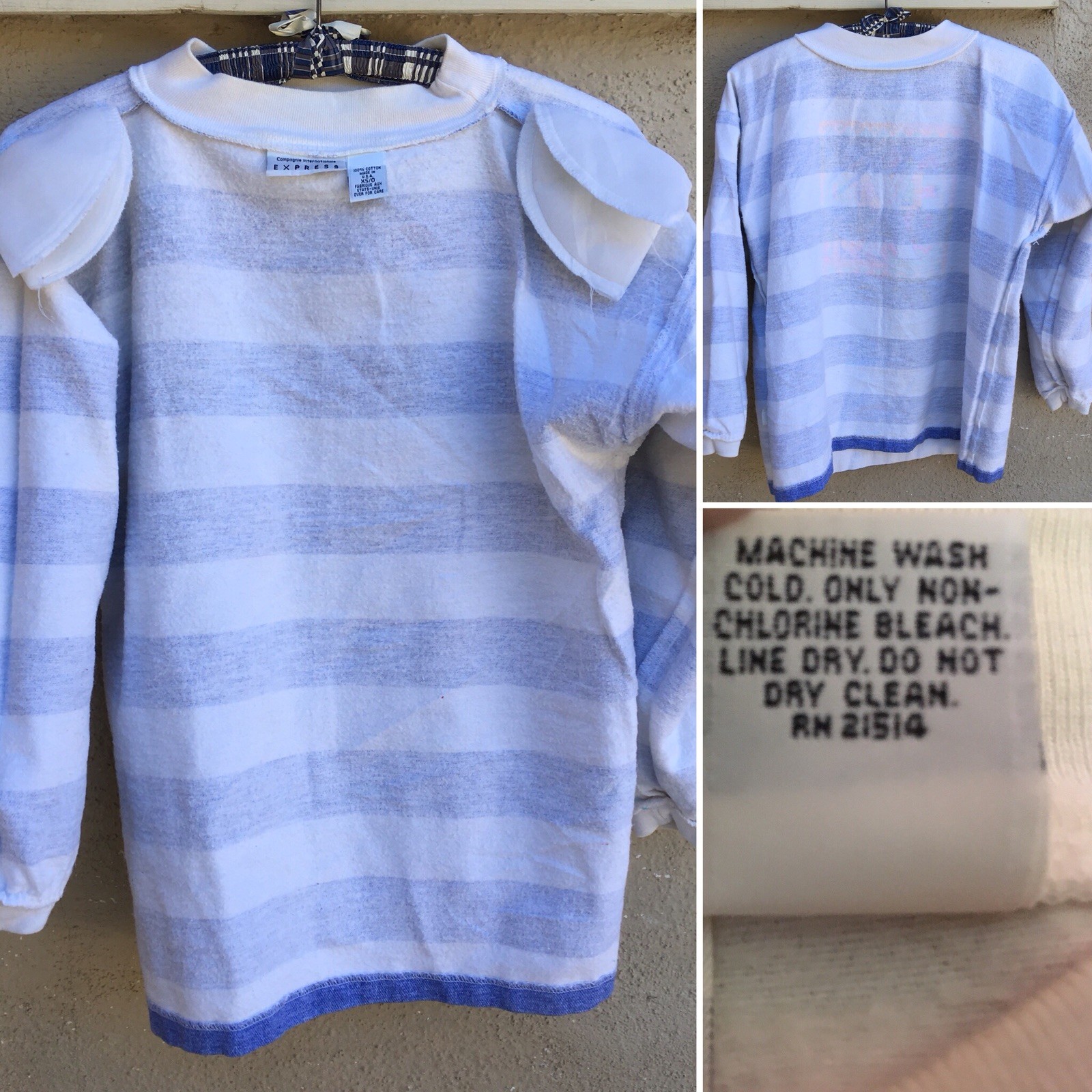 Vintage EXP Big Logo Striped Shirt 80s 1980s XS/0 Oversized Fit USA