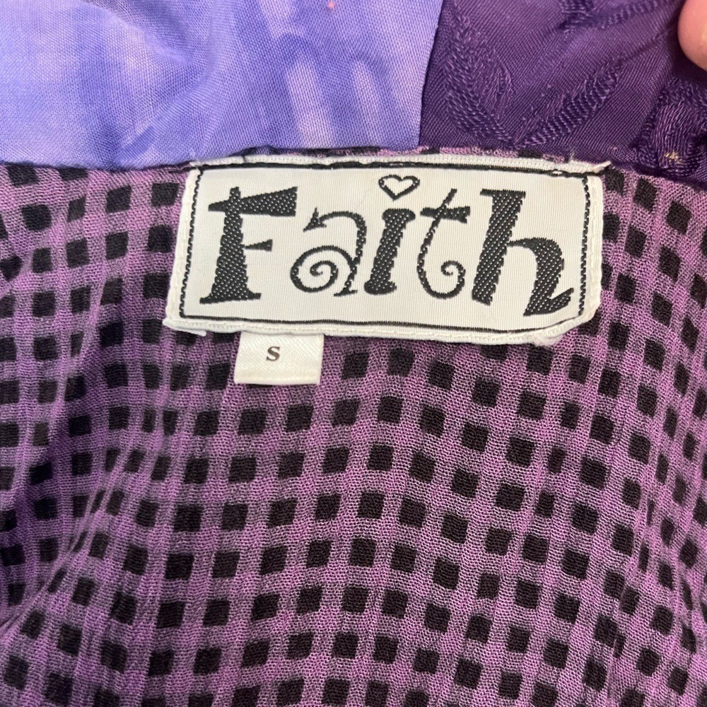 Faith Vintage 90s Patchwork Handmade Cardigan Kimono Jacket Purple & Magenta