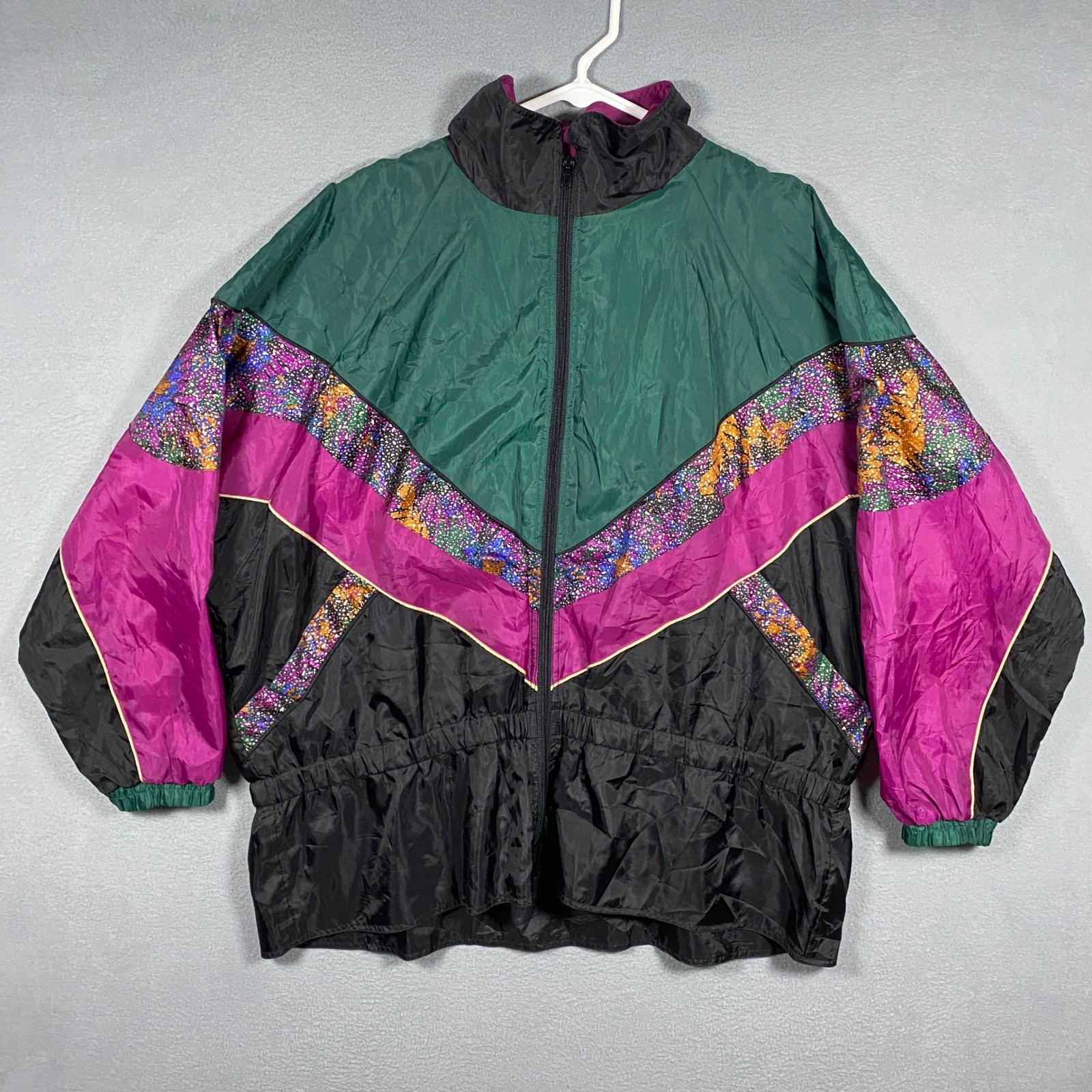 Center Aisle Plus Windbreaker Jacket Womens 18W MultiColor Vintage 80s 90s Retro