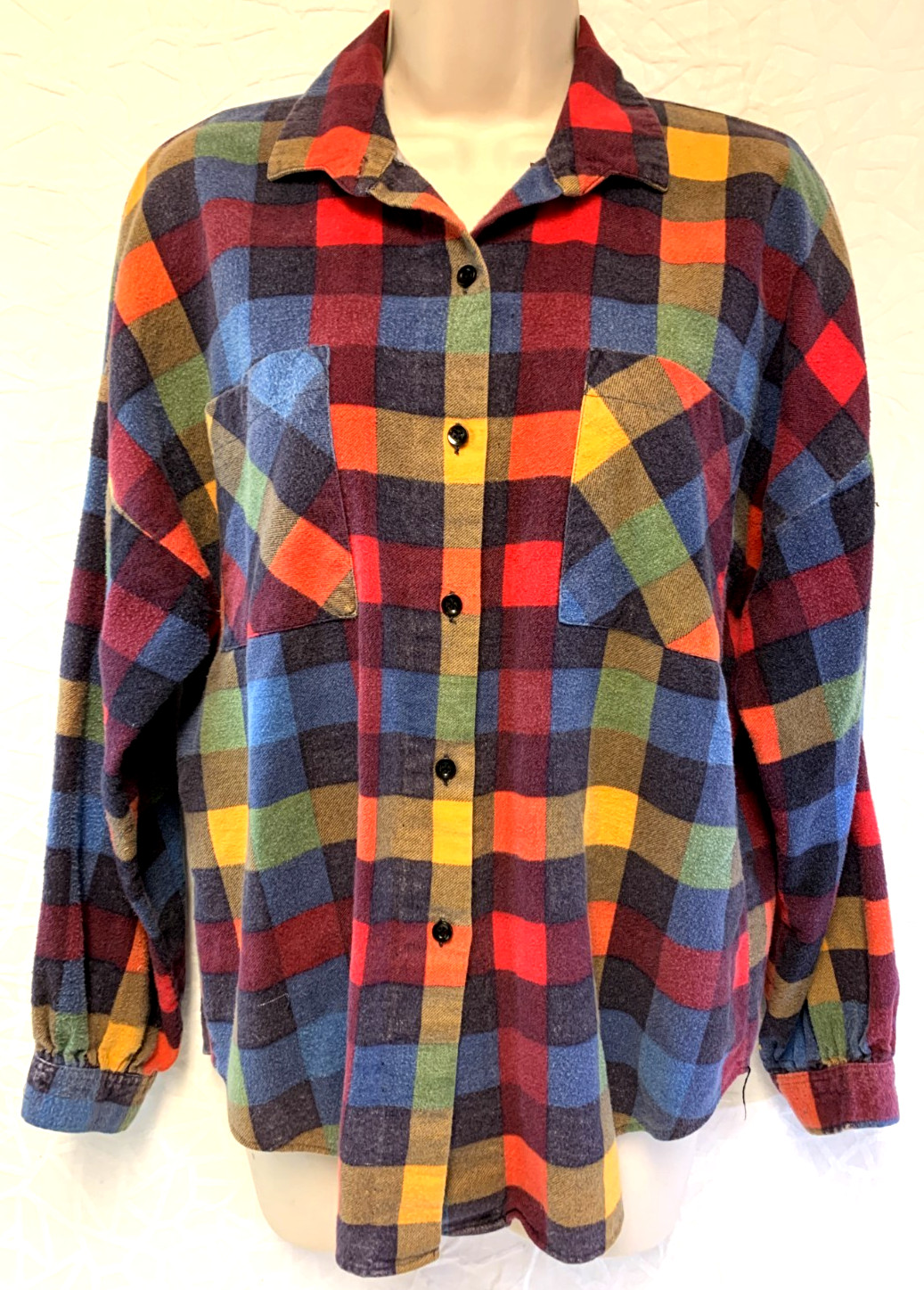 Vtg Sears the Fashion Place Long Sleeve Button Up Shirt Plaid Flannel Women’s 14
