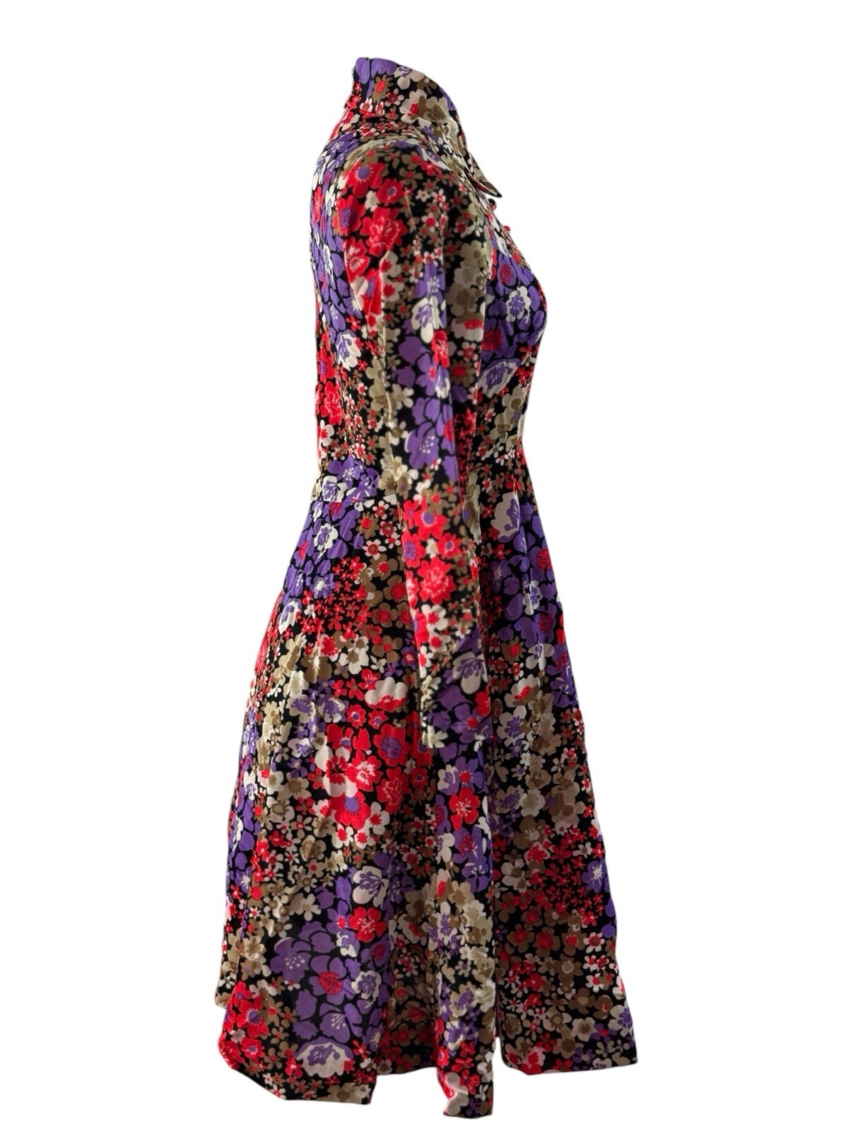1970’s Flower Print Long Sleeve Button Dress by Avalon Classics Inc.