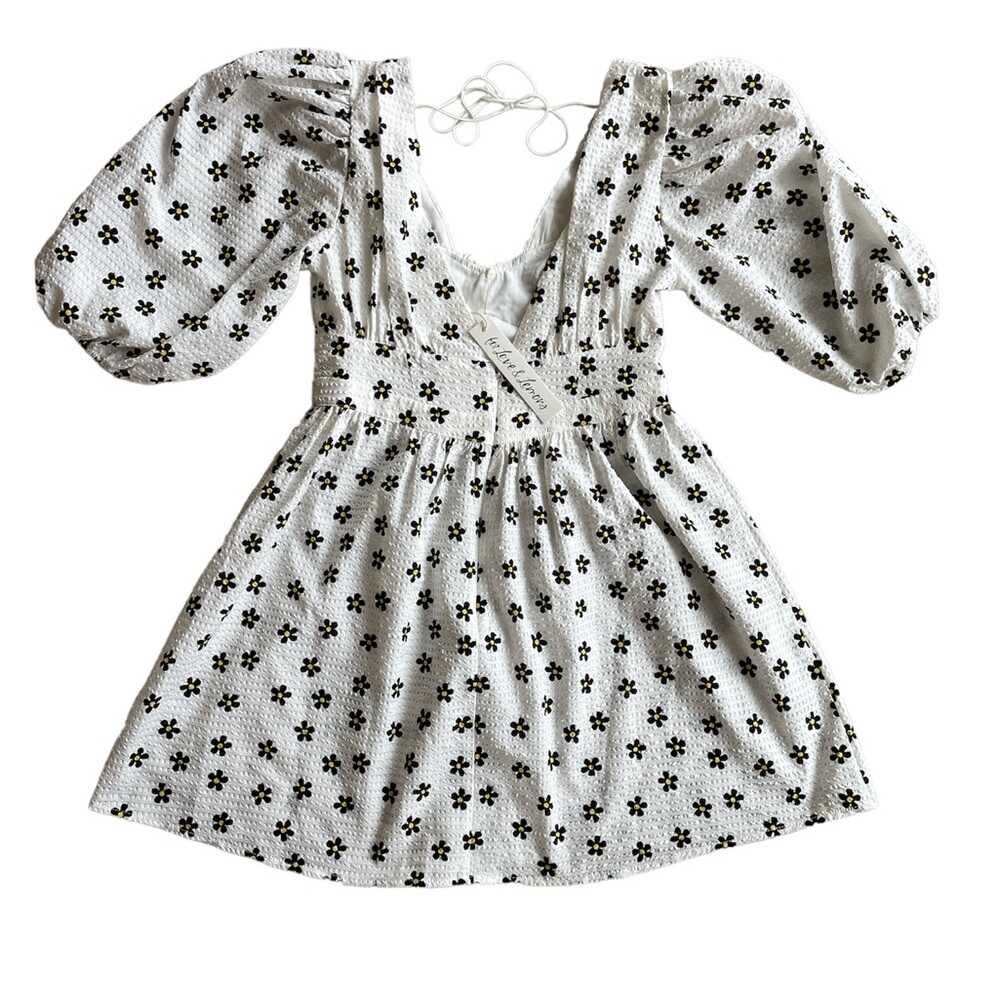 For Love & Lemons Connie Mini Dress in Ivory Size S