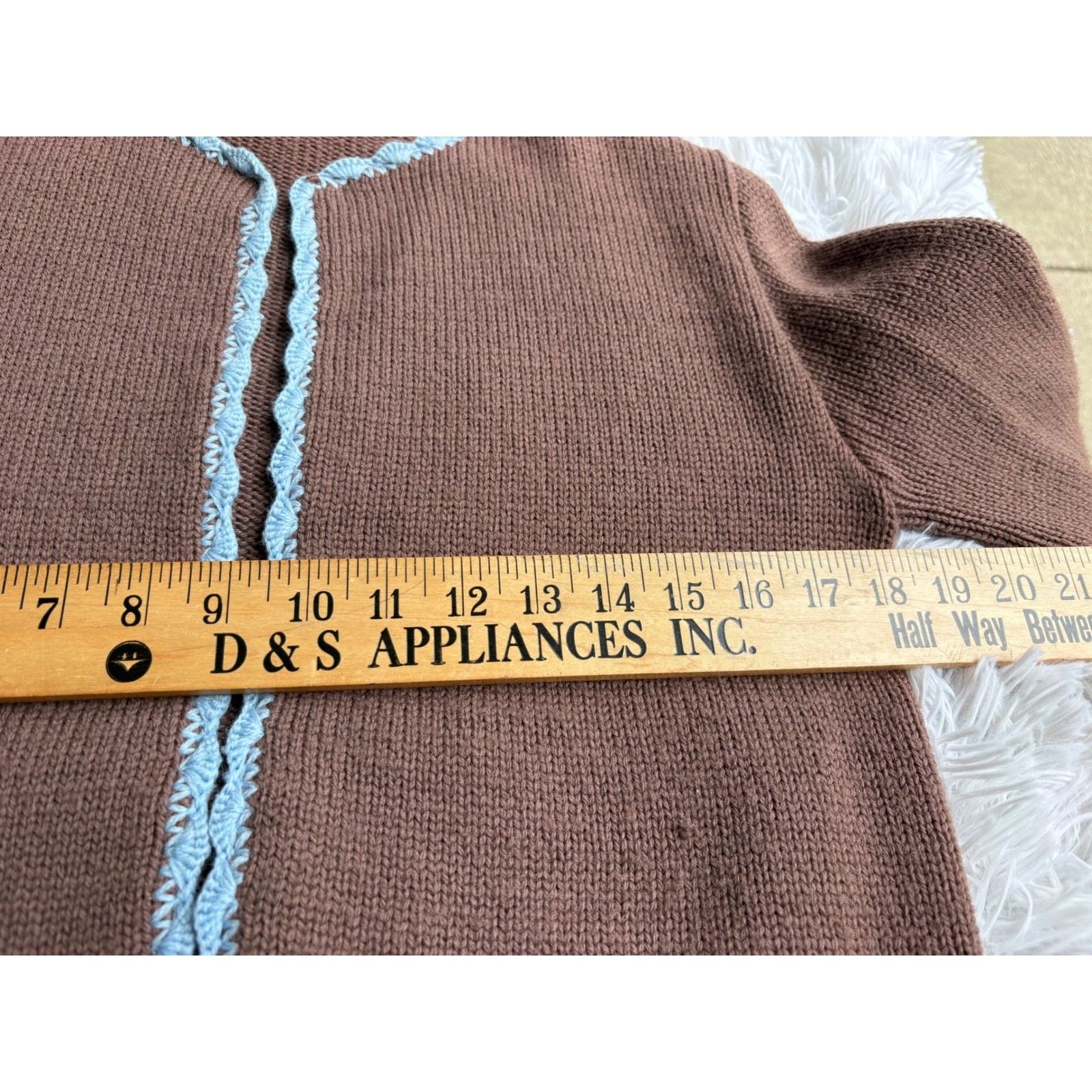 Vintage 60s 3 Piece Knit Skirt Suit Brown Blue Cardigan Shell Mod Jackie O