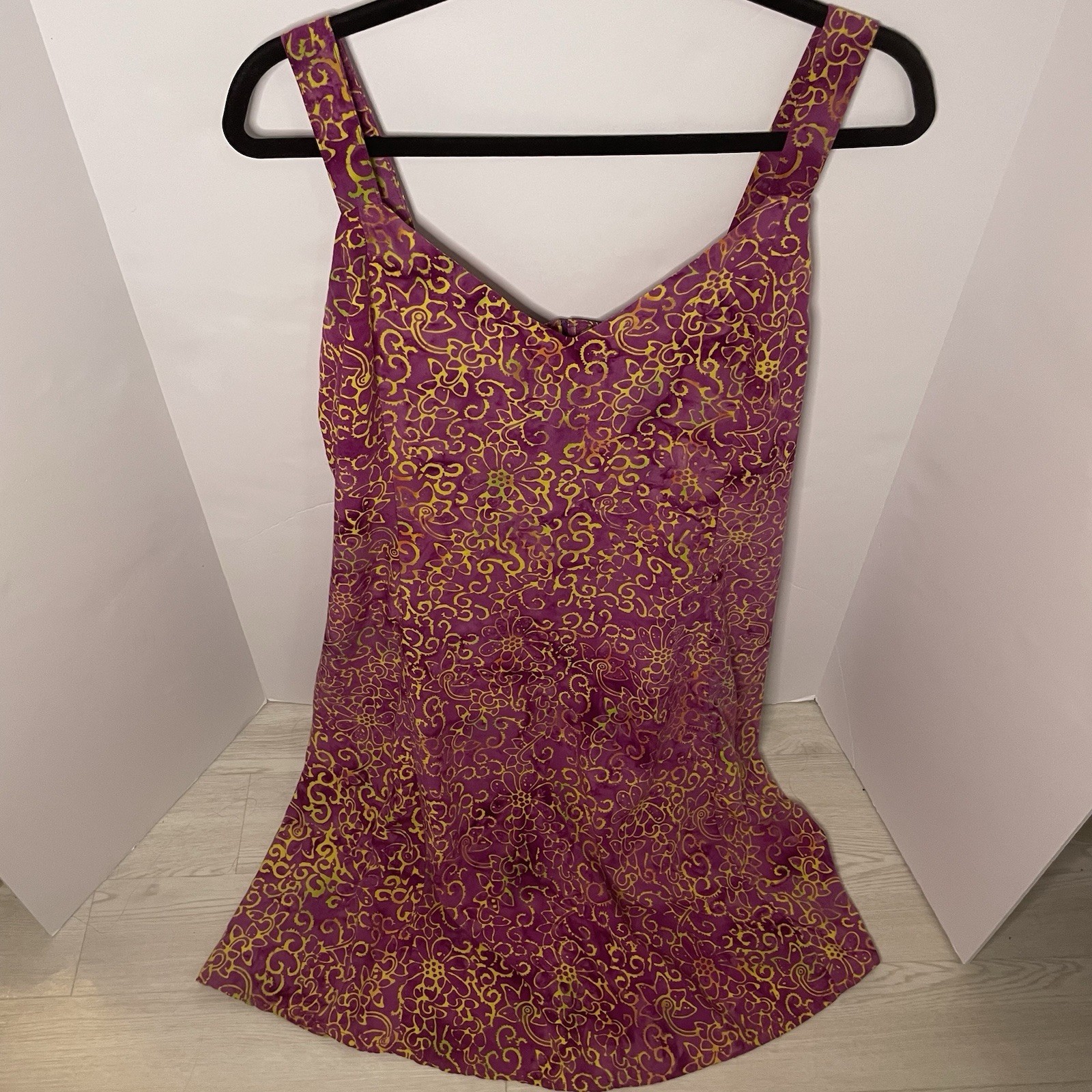 Vintage Womens Endeavour Dress XXL Fuchsia And Yellow Floral Pattern Sun Dress