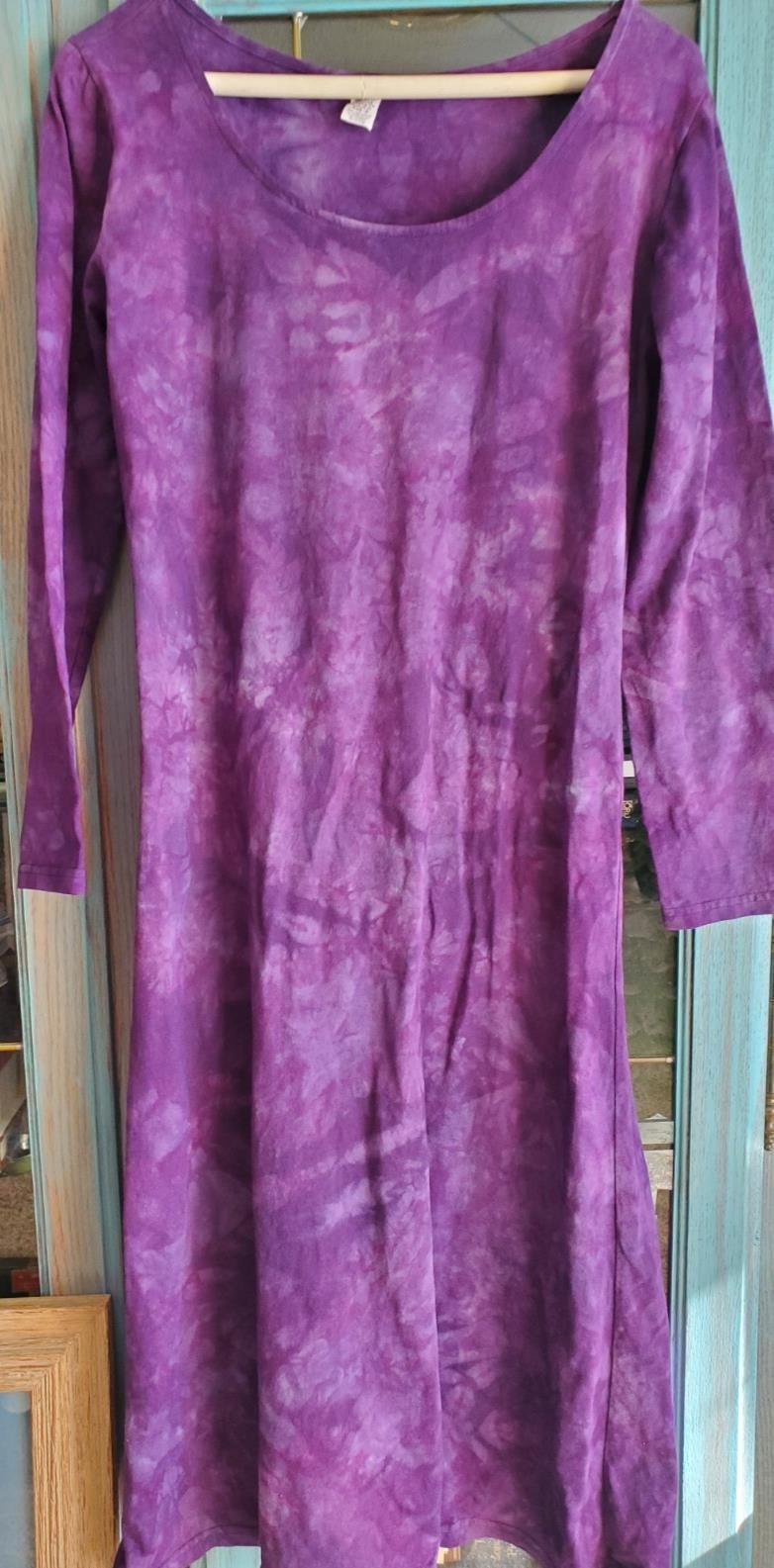 VTG Dharma USA Hand Dyed Cotton Dress Size Small Long Sleeves Maxi Conservative
