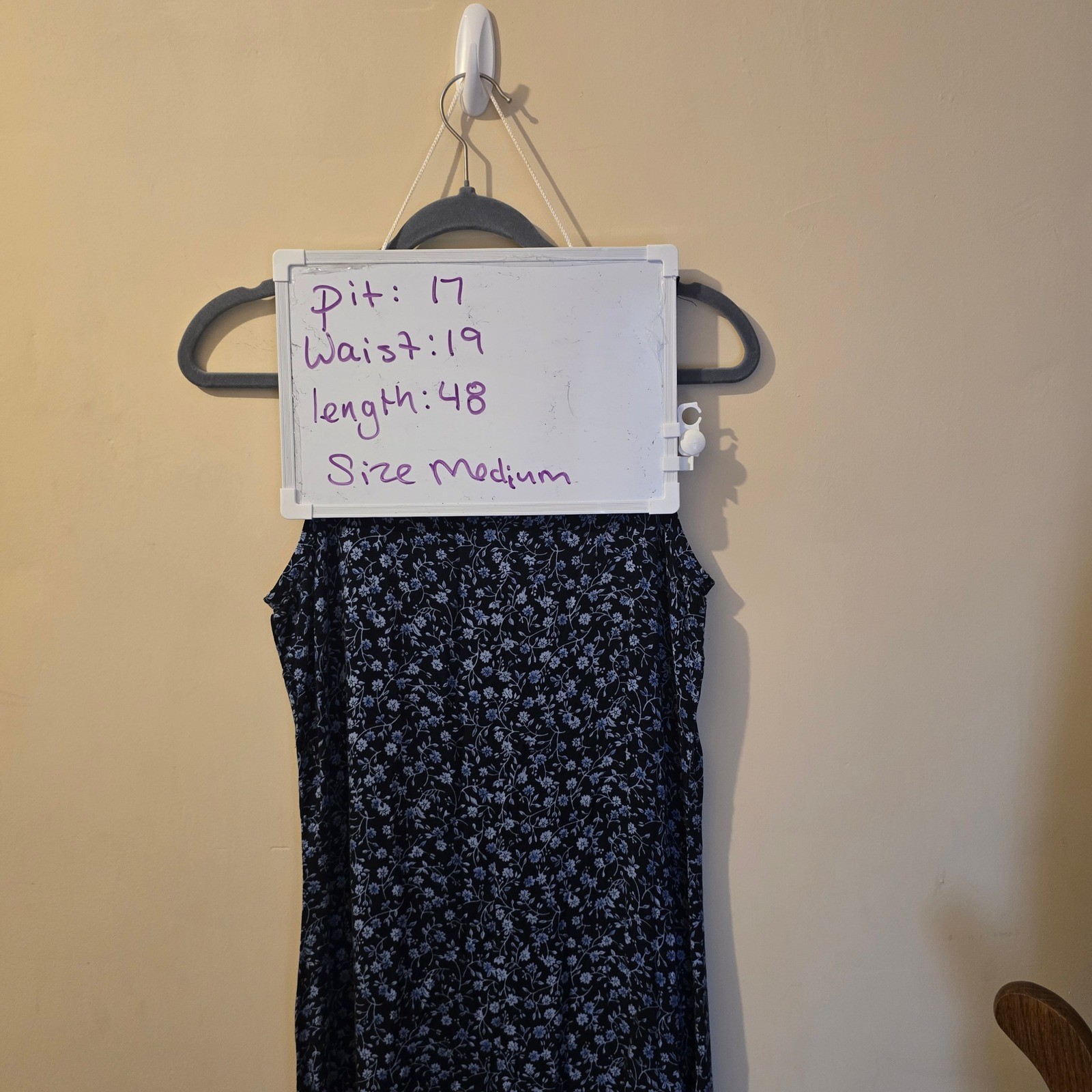 Faded Glory Vintage 90s Floral Rayon Sleeveless Midi Dress Blue Medium FG2182A